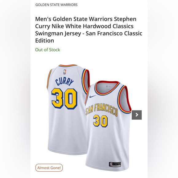 NWT & Rare!! HWC Stephen Curry #30 San Francisco NBA authentic swingman jersey - Picture 7 of 7
